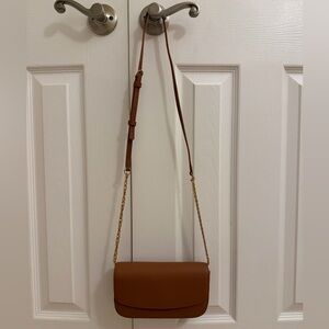 Italian Saffiano Leather Wallet Crossbody Cognac NWOT